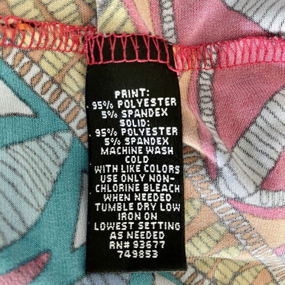 Nicole by Nicole Miller Red Green Bohemian Tropical Tunic 3/4 Sleeve Size Medium - Picture 6 of 6